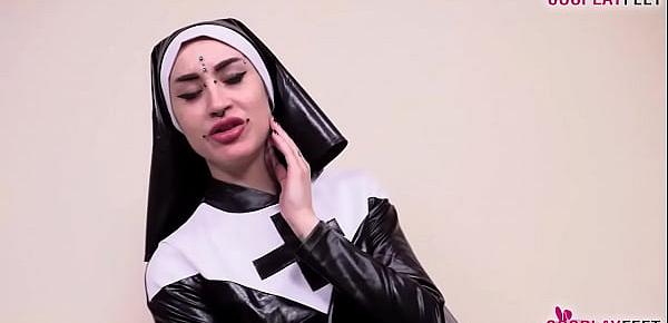  Horny italian nun takes off pantyhose and shows all